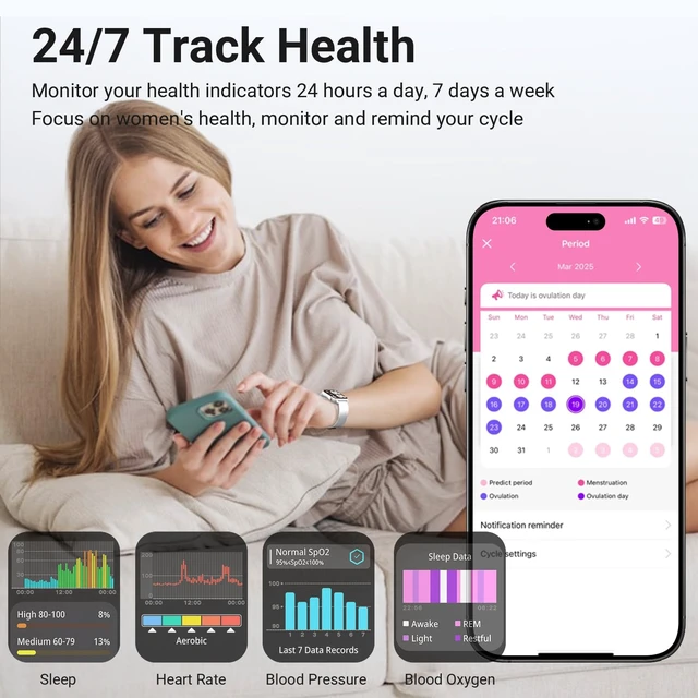 Alt view image 4 of 6 - Smart Watches for Women, 1.83'' HD Fitness Tracker with Answer/Make Calls, Heart Rate/Sleep/SpO2 Monitor, 120+ Sport Modes, IP68 Waterproof, Compatible iPhone/Android Silver
