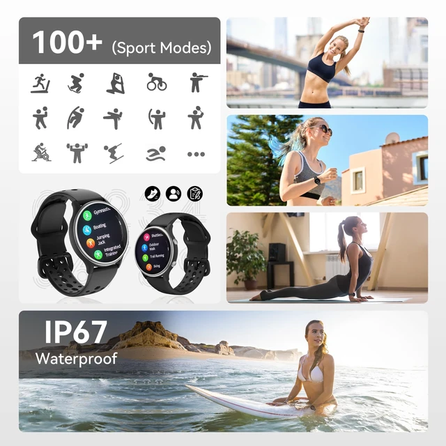 Alt view image 5 of 6 - Smart Watches for Women, Fitness Tracker with Heart Rate & SpO2 Monitor, IP67 Waterproof Activity Tracker for Men & Women, Smart Watch for iPhone & Android