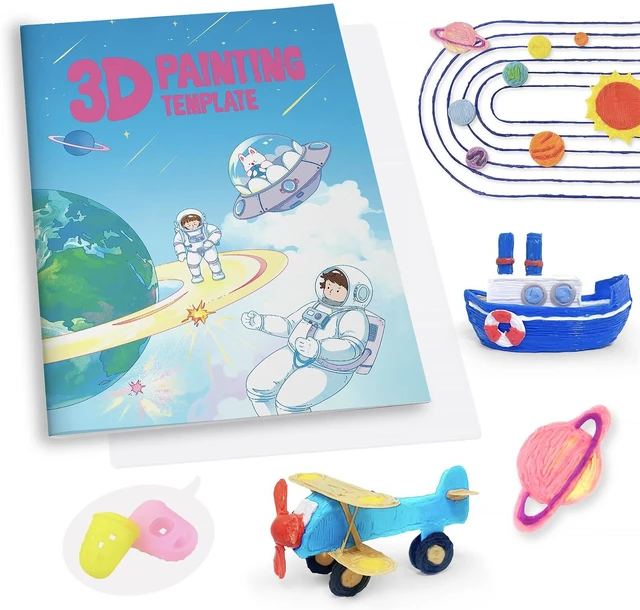 Main image of 3D Painting Drawing Book, 40 Patterns Painting Graffiti Template | Reusable Creative Stencil Molds, with A PVC Plate, for Beginner and Crafter 3D Model Creation, Christmas Birthday DIY Gift