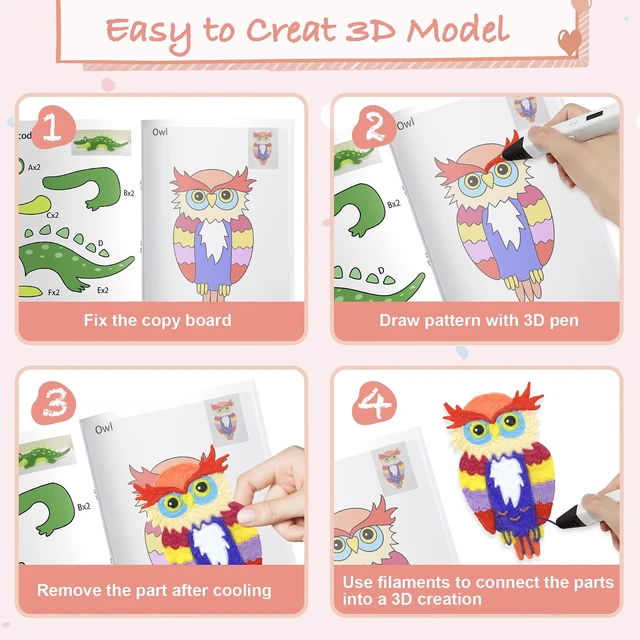 Alt view image 3 of 7 - 3D Painting Drawing Book, 40 Patterns Painting Graffiti Template | Reusable Creative Stencil Molds, with A PVC Plate, for Beginner and Crafter 3D Model Creation, Christmas Birthday DIY Gift