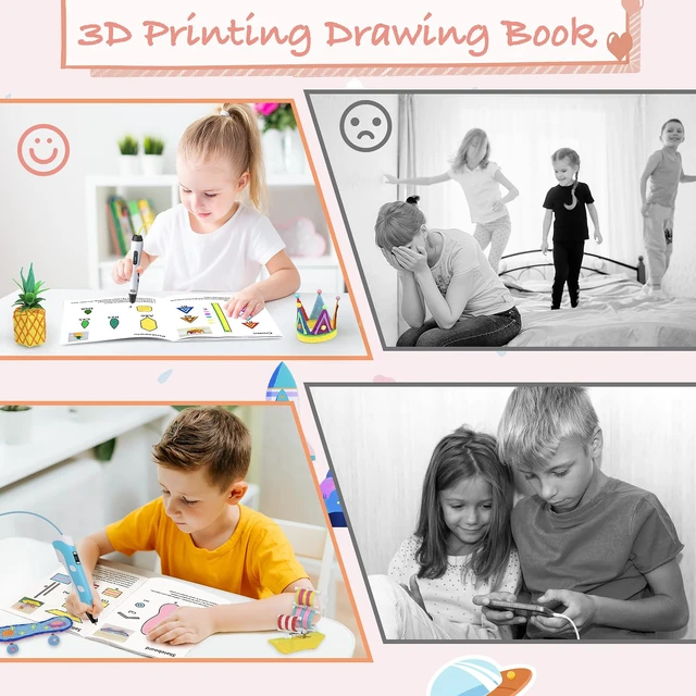 Alt view image 5 of 7 - 3D Painting Drawing Book, 40 Patterns Painting Graffiti Template | Reusable Creative Stencil Molds, with A PVC Plate, for Beginner and Crafter 3D Model Creation, Christmas Birthday DIY Gift