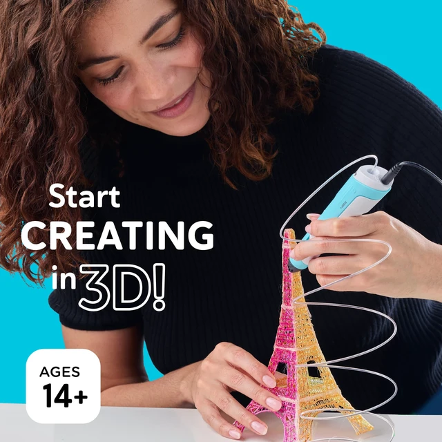 Alt view image 2 of 7 - P1 3D Printing Pen with Display - Includes 3D Pen, 3 Starter Colors of PLA Filament, Stencil Book + Project Guide, and Power Adapter