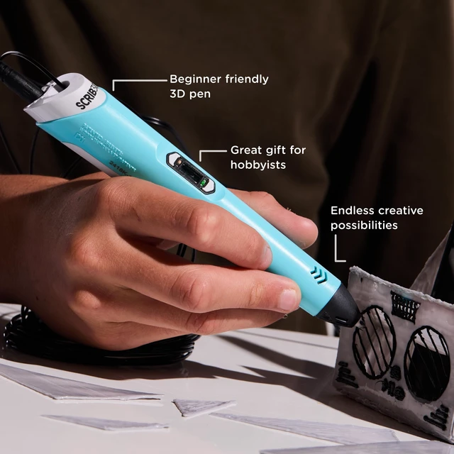 Alt view image 3 of 7 - P1 3D Printing Pen with Display - Includes 3D Pen, 3 Starter Colors of PLA Filament, Stencil Book + Project Guide, and Power Adapter