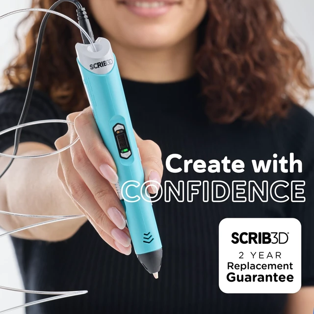 Alt view image 7 of 7 - P1 3D Printing Pen with Display - Includes 3D Pen, 3 Starter Colors of PLA Filament, Stencil Book + Project Guide, and Power Adapter
