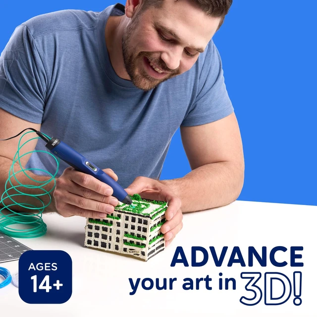 Alt view image 2 of 6 - Advanced 3D Printing Pen with 20 Feet of Filament, Stencil Book, and Project Guide