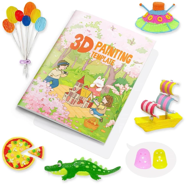 Main image of 3D Pen Printing Drawing Book, 40 Patterns Painting Graffiti Template | Reusable 3D Art Thick Paper Stencils with A PVC Transparent Board, for Starter and Artist DIY Tools, Christmas Birthday Gifts