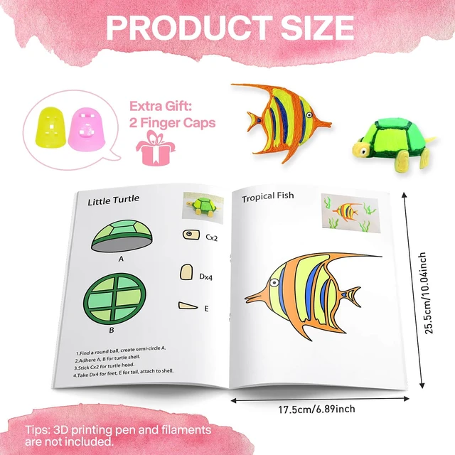 Alt view image 2 of 7 - 3D Pen Printing Drawing Book, 40 Patterns Painting Graffiti Template | Reusable 3D Art Thick Paper Stencils with A PVC Transparent Board, for Starter and Artist DIY Tools, Christmas Birthday Gifts
