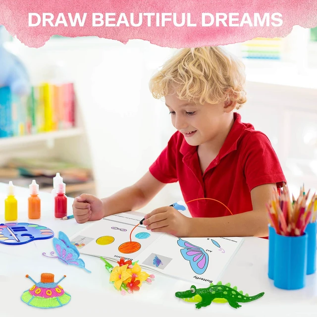 Alt view image 5 of 7 - 3D Pen Printing Drawing Book, 40 Patterns Painting Graffiti Template | Reusable 3D Art Thick Paper Stencils with A PVC Transparent Board, for Starter and Artist DIY Tools, Christmas Birthday Gifts