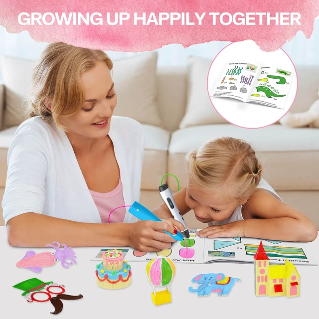 Alt view image 7 of 7 - 3D Pen Printing Drawing Book, 40 Patterns Painting Graffiti Template | Reusable 3D Art Thick Paper Stencils with A PVC Transparent Board, for Starter and Artist DIY Tools, Christmas Birthday Gifts