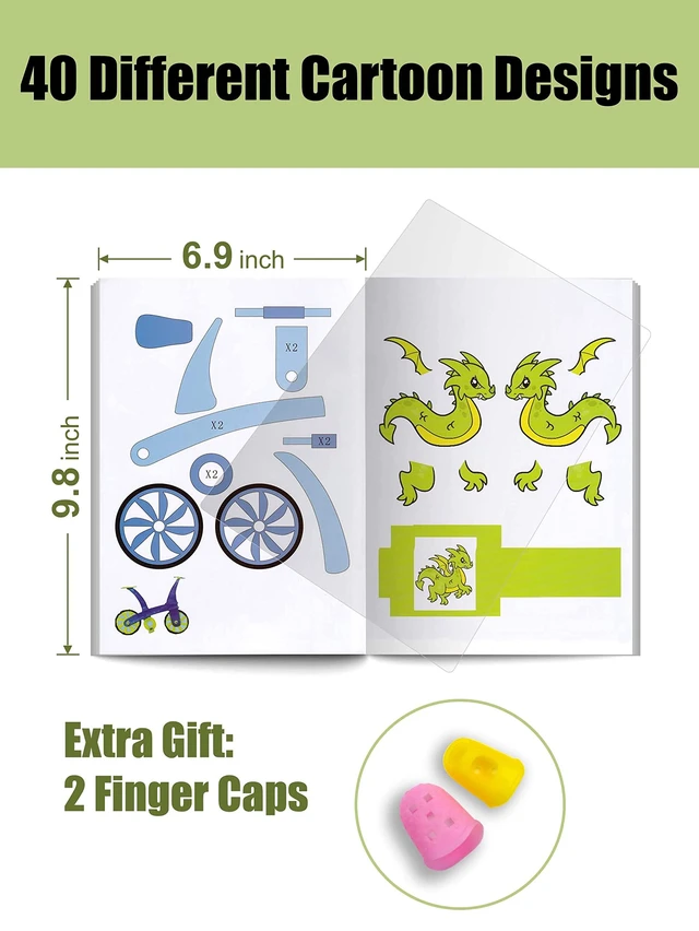 Alt view image 4 of 6 - 3D Printing Drawing Book, 40 Patterns Thick Paper Template | Reusable Colorful Painting Graffiti Stencils, with a Clear Plate, for 3D Pen DIY Projects, Birthday Gifts, Creative Art