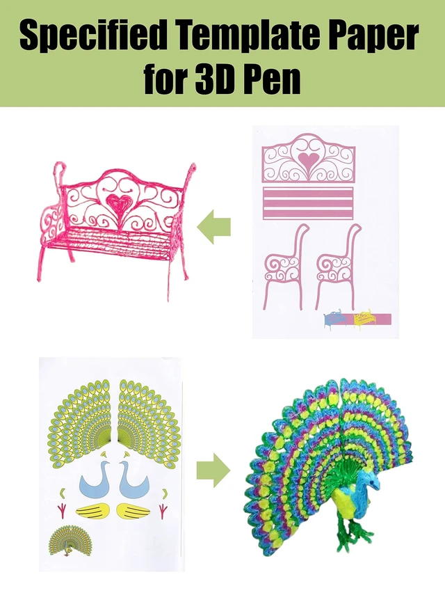 Alt view image 5 of 6 - 3D Printing Drawing Book, 40 Patterns Thick Paper Template | Reusable Colorful Painting Graffiti Stencils, with a Clear Plate, for 3D Pen DIY Projects, Birthday Gifts, Creative Art