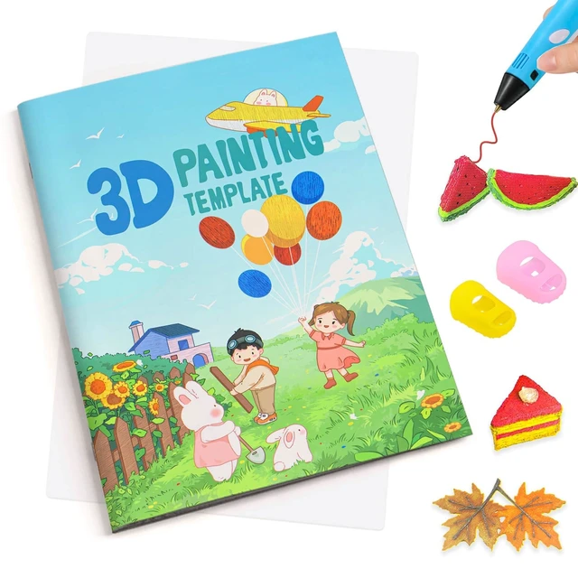 Main image of 3D Printing Drawing Book, Colorful 40 Patterns Thick Paper Template | Painting Graffiti Template, with a Clear Plate, 3D Pen Model Stencils for Birthday Christmas DIY Gifts, Creative Art Projects
