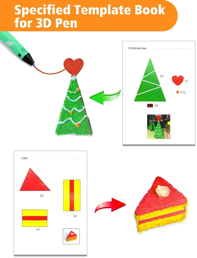 Alt view image 4 of 6 - 3D Printing Drawing Book, Colorful 40 Patterns Thick Paper Template | Painting Graffiti Template, with a Clear Plate, 3D Pen Model Stencils for Birthday Christmas DIY Gifts, Creative Art Projects