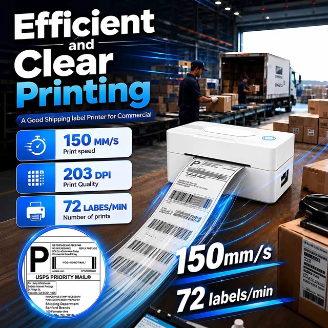 Alt view image 2 of 6 - Bluetooth Thermal Shipping Label Printer, 4x6, White | Wireless Thermal Label Printer for Small Business, Compatible with Android, iPhone, Windows & Mac