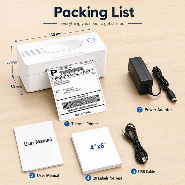Alt view image 6 of 6 - Bluetooth Thermal Shipping Label Printer, 4x6, White | Wireless Thermal Label Printer for Small Business, Compatible with Android, iPhone, Windows & Mac