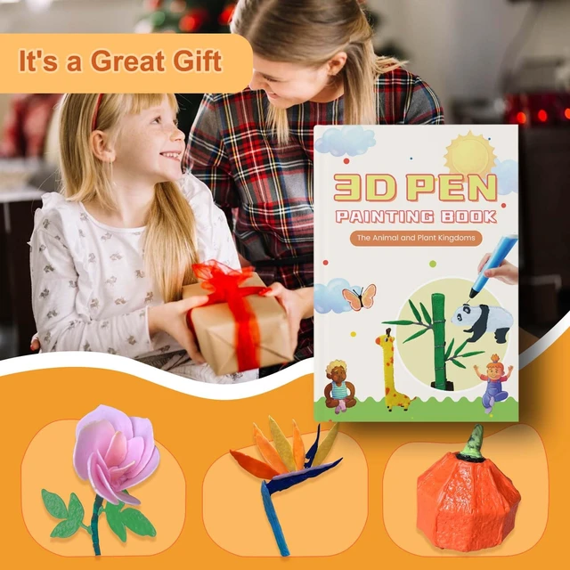 Alt view image 7 of 7 - 3D Printing Drawing Book - Animal and Plant Kingdom Theme | 40+ DIY Drawing Templates | Progressive Learning | Includes Clear Mat, Finger Caps and a Child-Safe Scissors | Great Gift for Kids