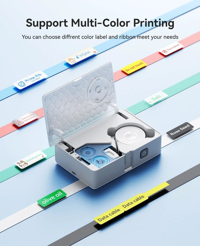 Alt view image 2 of 7 - N1 Label Maker for Color Printing, Bluetooth Thermal Transfer Label Printer, Mini Sticker Printer Easy for Home Office Small Business Identification and Organization