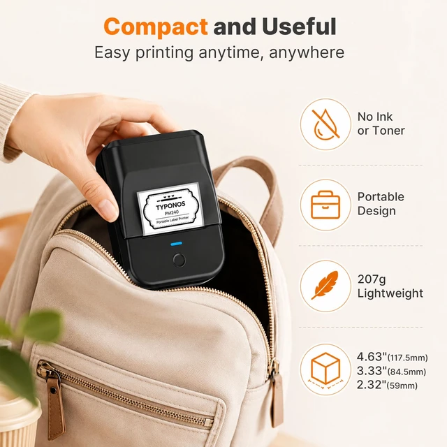 Alt view image 7 of 7 - PM240 Label Maker Machine with Tape, Label Printer Black | 2'' Bluetooth Thermal Sticker Label Maker for Small Business, School Supplies, Classroom, Home Office with Multiple Templates