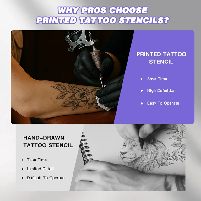 Alt view image 3 of 7 - Tattoo Stencil Printer with 10Pcs Transfer Paper - Bluetooth, Wireless, 2000mAh - Portable Thermal Printer Machine for Tattooist- 11.5x2.6x1.8in - Purple