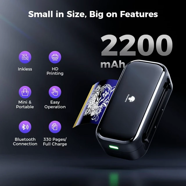 Alt view image 2 of 7 - TP31 Tattoo Stencil Printer, Wireless, Bluetooth, Thermal, Mini | with 30pcs Transfer Paper, Compatible with Phone & Tablet, for Tattoo Artists & Beginners, 3 Inch, Black