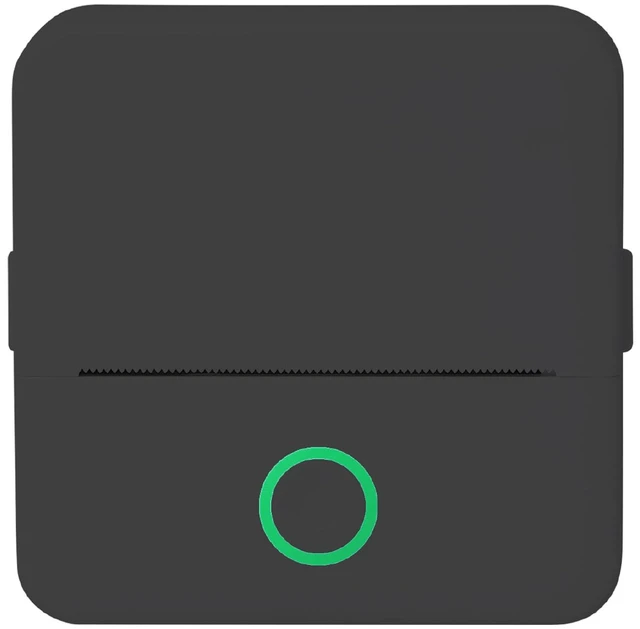 Main image of Mini Portable Thermal Printer with 5 Rolls, Inkless, Black | Bluetooth Wireless Printer with 3 Adhesive and 2 Non-Adhesive Rolls, Monochrome Label, Note, Sticker, iOS, Android, 200 DPI