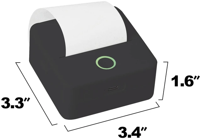 Alt view image 2 of 7 - Mini Portable Thermal Printer with 5 Rolls, Inkless, Black | Bluetooth Wireless Printer with 3 Adhesive and 2 Non-Adhesive Rolls, Monochrome Label, Note, Sticker, iOS, Android, 200 DPI