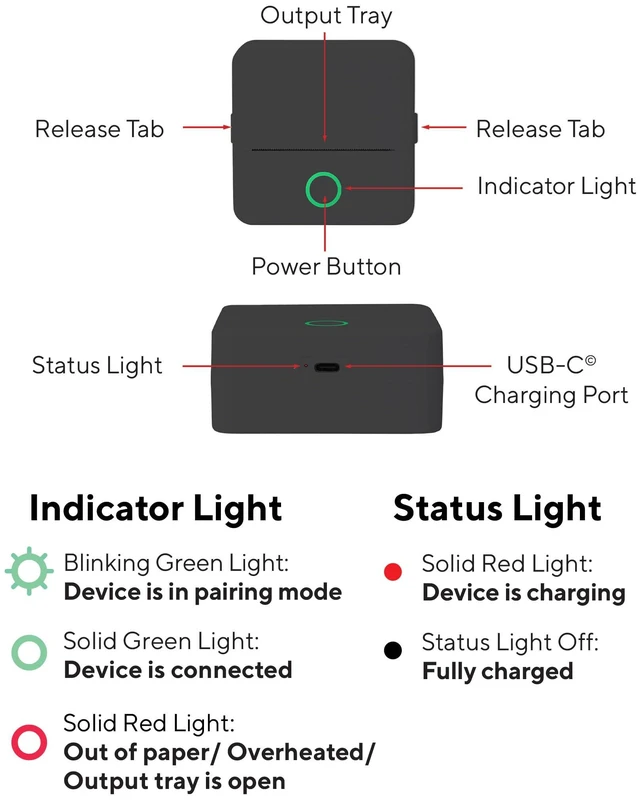 Alt view image 3 of 7 - Mini Portable Thermal Printer with 5 Rolls, Inkless, Black | Bluetooth Wireless Printer with 3 Adhesive and 2 Non-Adhesive Rolls, Monochrome Label, Note, Sticker, iOS, Android, 200 DPI