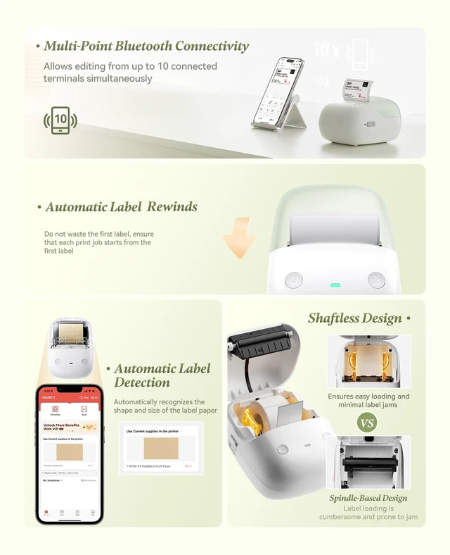 Alt view image 7 of 7 - B2 Label Maker, 2 Inch Portable Thermal Label Printer, Green | Stiker Printer Compatible with Phone & PC, for Home, Small Business, School, Office Organization