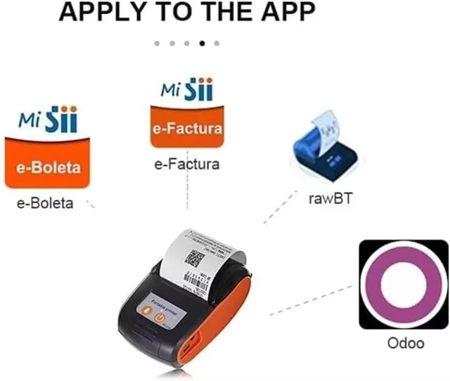 Alt view image 2 of 7 - is NOT Compatible with iPhone iOS/IPAD/MAC,ONLY FIT Android/Windows,Bluetooth Thermal Receipt Printer 58mm,Wireless Portable mini Pocket Bill Ticket pos Printer for Small Business,Orange Color)