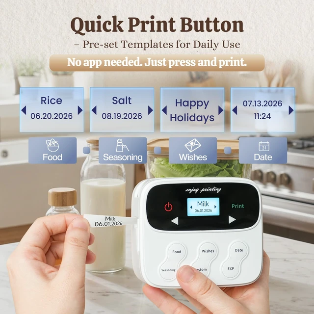 Alt view image 6 of 7 - F12 Ribbon Label Printer, Magnetic Label Maker Machine with Tape | Handheld Rechargeable, Backlit-LCD Screen Labeler, One-Click Print Date, 2 Printing Methods for DIY Craft Christmas Gift Wrap