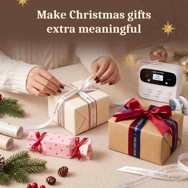 Alt view image 4 of 7 - F12 Ribbon Label Printer, Magnetic Label Maker Machine with Tape | Handheld Rechargeable, Backlit-LCD Screen Labeler, One-Click Print Date, 2 Printing Methods for DIY Craft Christmas Gift Wrap