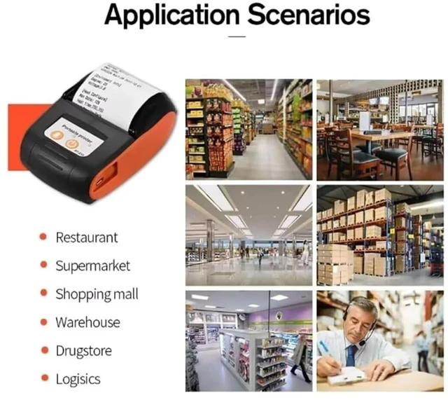 Alt view image 7 of 7 - is NOT Compatible with iPhone iOS/IPAD/MAC,ONLY FIT Android/Windows,Bluetooth Thermal Receipt Printer 58mm,Wireless Portable mini Pocket Bill Ticket pos Printer for Small Business,Orange Color)