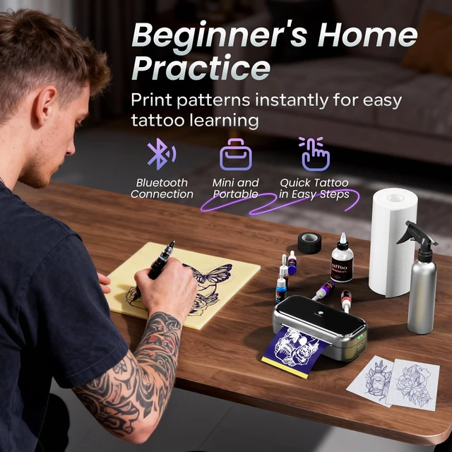 Alt view image 6 of 7 - TP31 Mini Tattoo Stencil Printer for 3-Inch Tattoos | DIY Temporary Tattoos for Kids, with 30 Pcs Transfer Paper, Bluetooth Compatible with Phone/Tablet