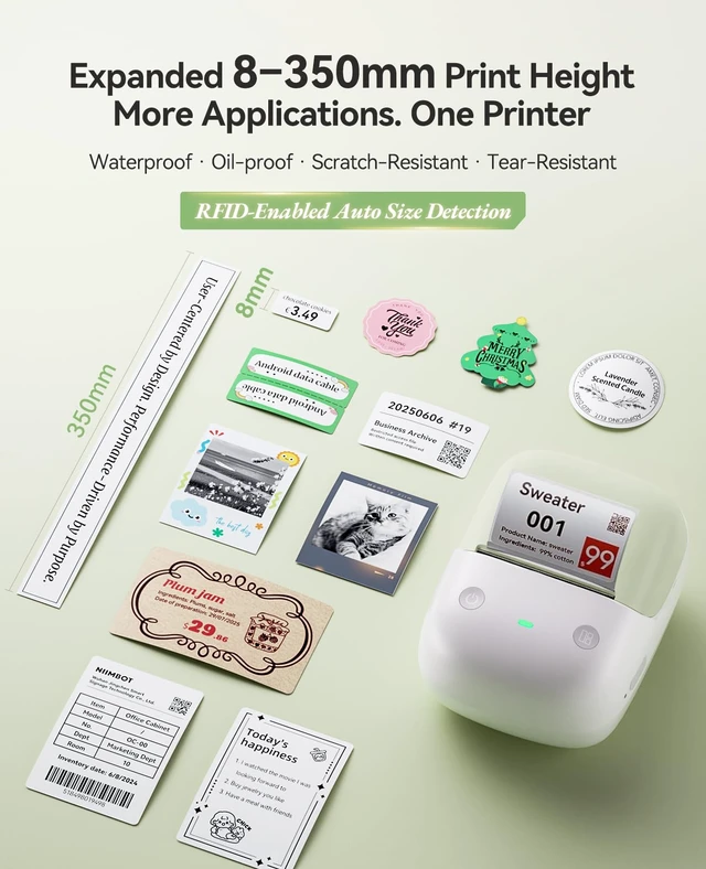 Alt view image 5 of 7 - B2 Label Maker Machine with Tape, 2 Inch Portable Label Printer | Bluetooth Thermal Label Printer with Multiple Templates for Small Business,Office,Home,School Green