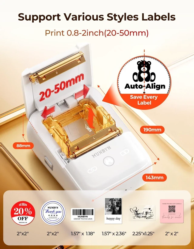 Alt view image 3 of 7 - FM226 Bluetooth Label Printer, Wireless Thermal Sticker Maker | Dual-color thermal printing, auto alignment, inkless design, long battery life, batch PDF print, multi-size label support