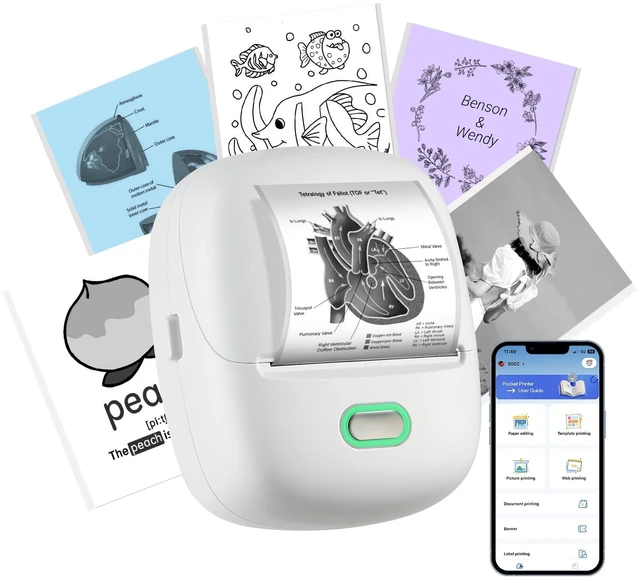 Main image of Sticker Printer, 300DPI Ultra-Clear Mini Portable Sticker Maker S002 | Thermal Mini Printer with Banner Printing Function, Bluetooth Inkless Print Pods for Journaling, DIY Gifts, Study Note