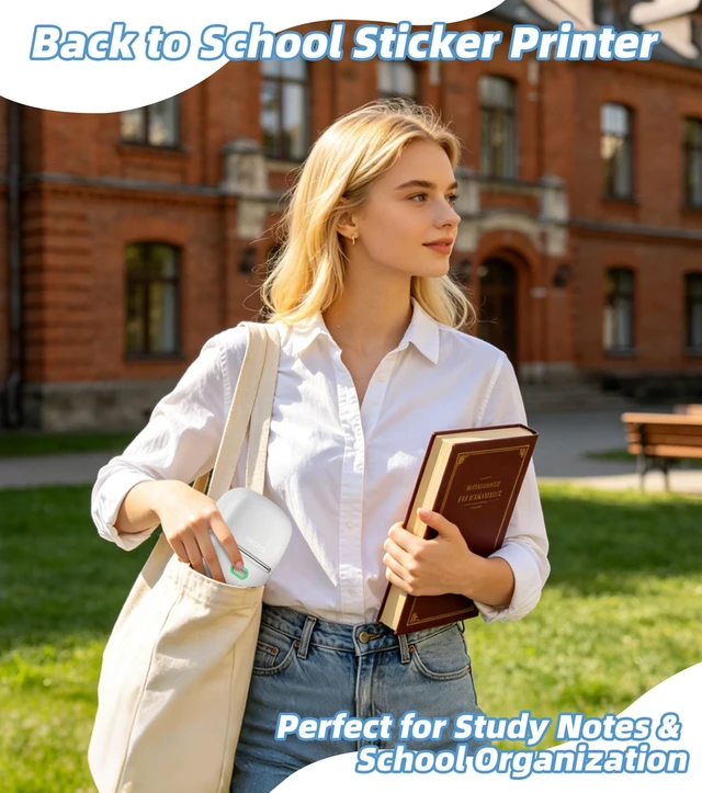 Alt view image 3 of 7 - Sticker Printer, 300DPI Ultra-Clear Mini Portable Sticker Maker S002 | Thermal Mini Printer with Banner Printing Function, Bluetooth Inkless Print Pods for Journaling, DIY Gifts, Study Note