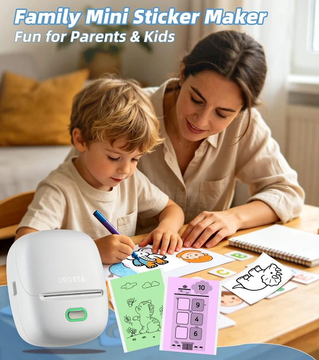 Alt view image 7 of 7 - Sticker Printer, 300DPI Ultra-Clear Mini Portable Sticker Maker S002 | Thermal Mini Printer with Banner Printing Function, Bluetooth Inkless Print Pods for Journaling, DIY Gifts, Study Note