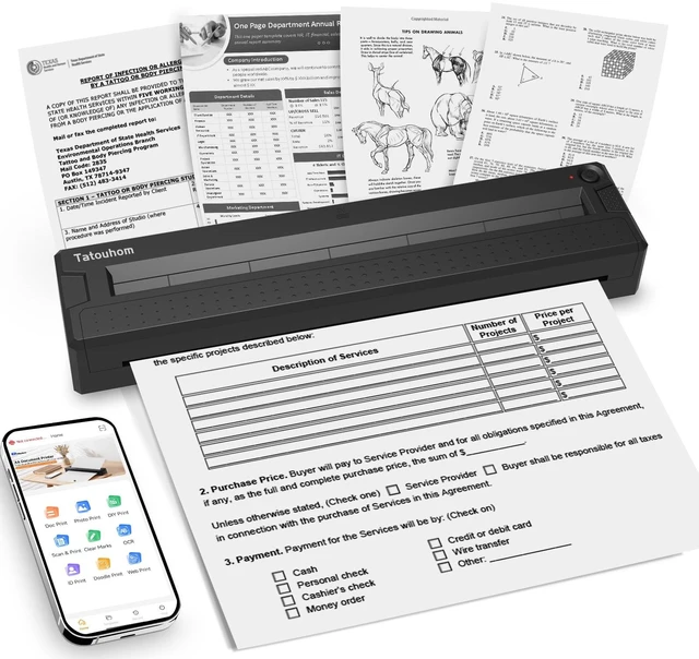 Main image of Portable Thermal Printer Wireless Bluetooth Inkless for Travel | 8.5"x11" US Letter mobile document printer, compatible iOS, Android & PC, compact mini design for home office daily printing