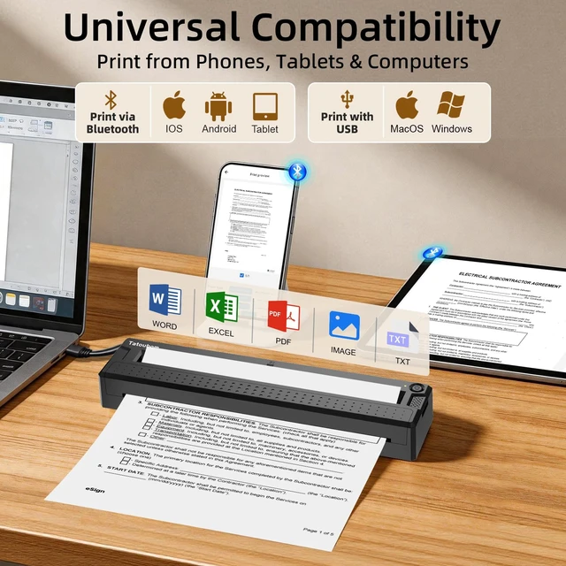 Alt view image 3 of 6 - Portable Thermal Printer Wireless Bluetooth Inkless for Travel | 8.5"x11" US Letter mobile document printer, compatible iOS, Android & PC, compact mini design for home office daily printing