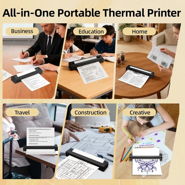 Alt view image 6 of 6 - Portable Thermal Printer Wireless Bluetooth Inkless for Travel | 8.5"x11" US Letter mobile document printer, compatible iOS, Android & PC, compact mini design for home office daily printing