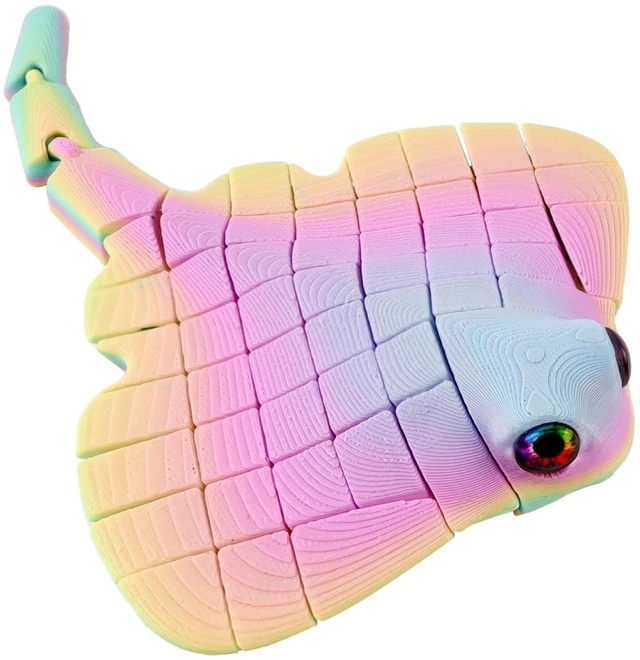 Main image of Manta Ray Fidget Toy, 3D Printed Toy Articulated Sea Animal Desk Toys | Mantaray Multicolor PLA Flexible Fish Sensory Toy for Teens & Adults, Desk Toys for Stress Relief, Easter Basket Stuffers
