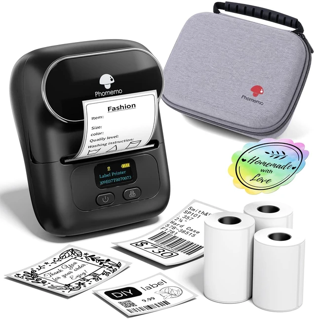 Main image of M110 Label Maker with 3 Tapes and Bag, Portable Thermal Printer | APP with 6000+ Templates, 2 Inch Label Printer Easy to Use for Small Business, Home, School, Office, Organization, Black