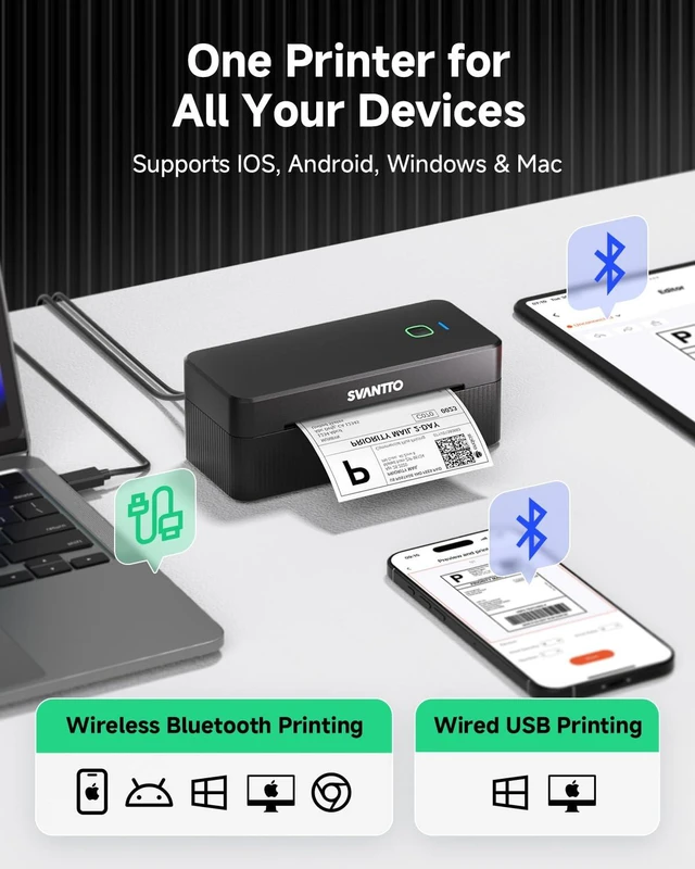 Alt view image 3 of 7 - Thermal Label Printer, 4x6 Shipping Label Printer | Bluetooth Wireless Label Printer for Small Business Compatible with Etsy, Shopify, USPS, iPhone, Mac, Windows