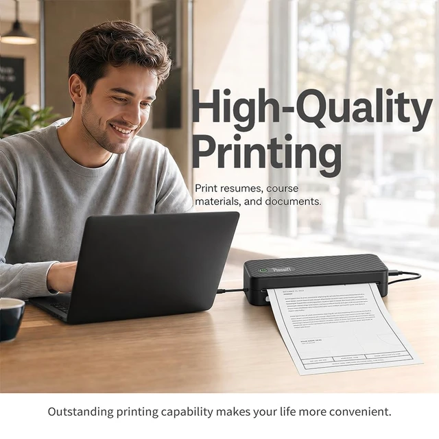 Alt view image 2 of 7 - Portable Thermal Printer for Laptop/Phone, Travel Inkless Bluetooth Printer | Support 8.5" X 11" Letter & A4, for Home Use Car Office School