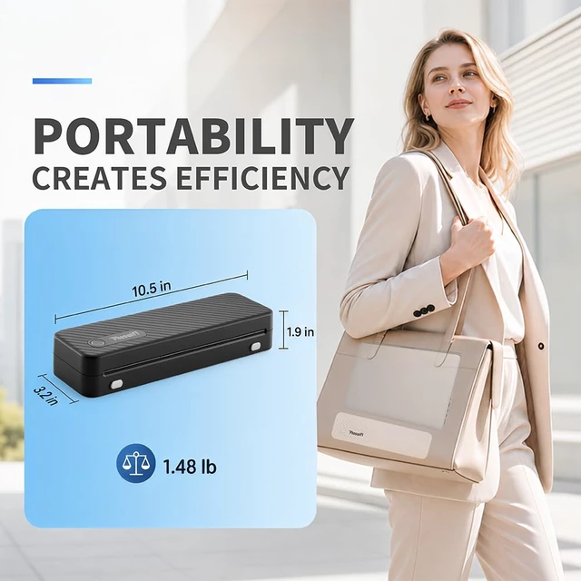 Alt view image 4 of 7 - Portable Thermal Printer for Laptop/Phone, Travel Inkless Bluetooth Printer | Support 8.5" X 11" Letter & A4, for Home Use Car Office School