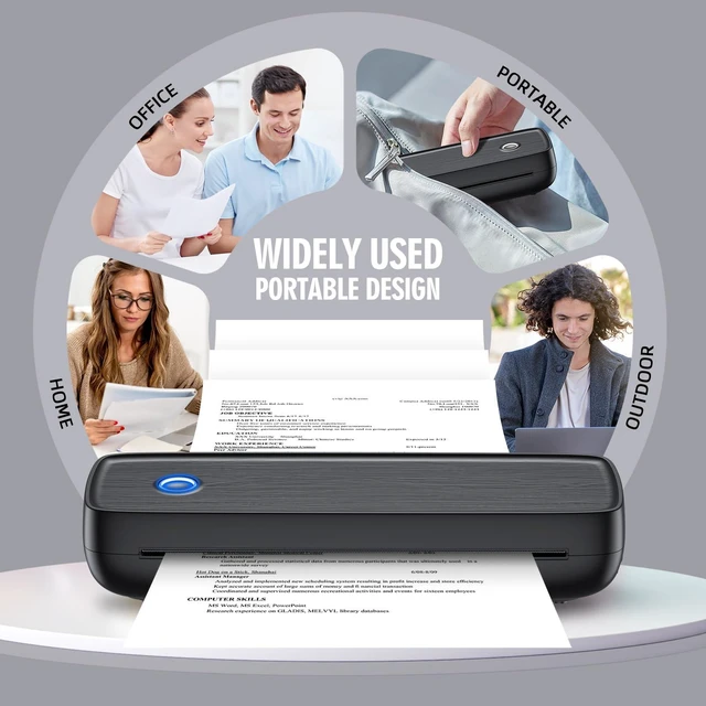 Alt view image 4 of 7 - Portable Thermal Printer, Wireless & Bluetooth Mini Inkless Printer for Travel, Office, Home, Supports 8.5x11inch, Compatible with iPhone, Android, Laptop