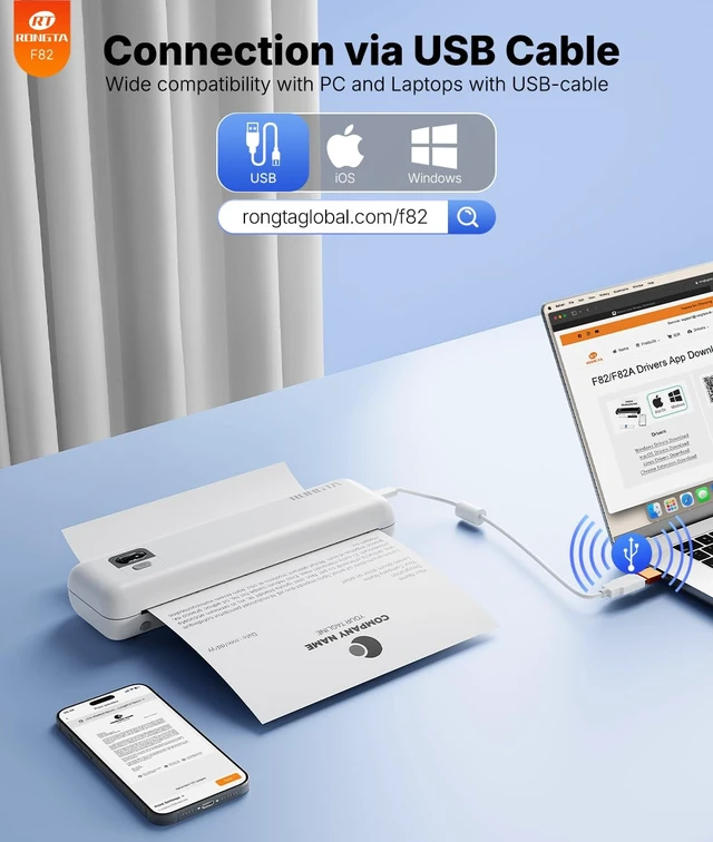 Alt view image 3 of 6 - Portable Printers Wireless for Travel,Thermal Inkless Printer for School/Office/Home Use, Support 8.5x11 US Letter&A4 Thermal Paper, Compatible with Android,iOS & Laptop (White)