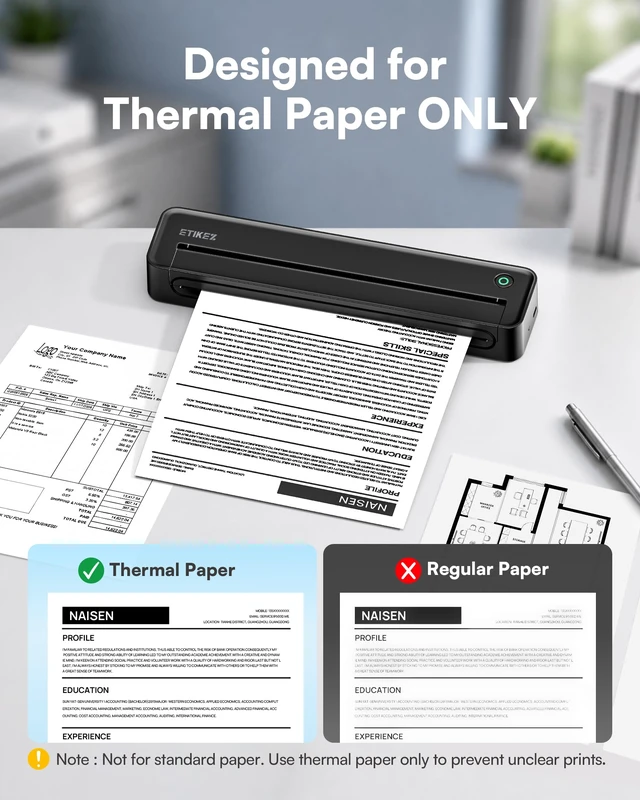 Alt view image 4 of 7 - D90E Inkless Portable Thermal Printer for Travel 8.5" x 11", Black | Wireless Bluetooth Small Compact Mobile Printer for Travel/Office/School/Home, Compatible with iPhone, Tablet & Laptop