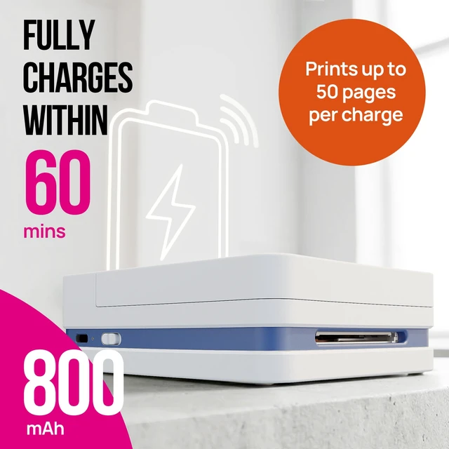 Alt view image 7 of 7 - PP01 Photo Printer, 2x3 Portable Photo Printer, Mini Printer, White | Instant Color Inkjet Printer for Smartphone, Sticky-Back Photos, Bluetooth Compatible with iOS & Android, AI App Editing